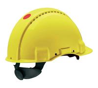 3M Casco G3000NUV-GU amarillo con arnés de ruleta y banda de sudor de plástico
