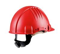 3M G3501M-RD Casco de Seguridad, Arnés de ruleta, Banda sudor cuero, Rojo