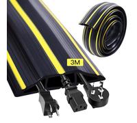 3m Protector Cables Suelo PVC Flexible, 83*17mm Canaleta Pasacables Hogar, Sello Umbral Puerta Garaje, Burlete Cableado Oculta para Oficina, Taller, Lugar Trabajo, Almacén, Concierto(Negro y Amarillo)