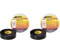 3M Scotch 06132 Super 33+ Cinta Eléctrica de Vinilo, 19 mm x 20 m, 1 Rollo, Negro (Paquete de 2)