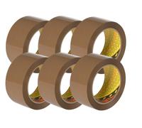 3M Scotch KT-0000-406-1 - Cinta de Embalaje, 66 m x 50 mm, Paquete con 6 Rollos, Marrón