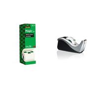 3M Scotch Magic - Cinta Transparente 19 mm x 33 m, Acabado Mate, Paquete de 8 Rollos + C60 Dispensador, Incluye 1 Rollo