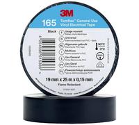 3M Temflex 165 165BK6E Cinta Aislante Temflex 165, Color Negro (Largo x Ancho), 25 m x 19 mm, 1 Unidad
