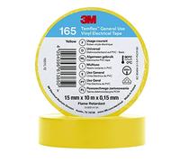 3M Temflex Cinta eléctrica de vinilo 165, amarillo, 15 mm x 10 m, 100 rollos/caja