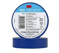 3M Temflex Cinta eléctrica de vinilo 165, azul, 15 mm x 10 m, 100 rollos/caja