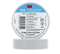 3M Temflex Cinta eléctrica de vinilo 165, color blanco, 15 mm x 10 m, 100 rollos/caja