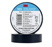 3M Temflex Cinta eléctrica de vinilo 165, color negro, 15 mm x 10 m, 100 rollos/caja