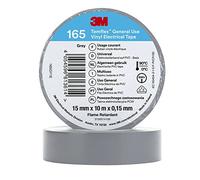 3M Temflex Cinta eléctrica de vinilo 165, gris, 15 mm x 10 m, 100 rollos/caja