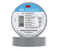 3M Temflex Cinta eléctrica de vinilo 165, gris, 19 mm x 25 m, 10 rollos