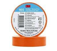 3M Temflex Cinta eléctrica de vinilo 165, naranja, 15 mm x 10 m, 100 rollos/caja