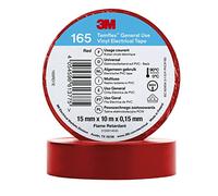 3M Temflex Cinta eléctrica de vinilo 165, rojo, 15 mm x 10 m, 100 rollos/caja