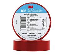 3M Temflex Cinta eléctrica de vinilo 165, rojo, 19 mm x 25 m, 10 rollos