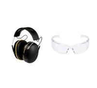 3M WorkTunes Connect Orejeras de protección auditiva inalámbricas con tecnología Bluetooth®, 90543EC1 (94-105 dB) Virtua AP Clear Safety Glasses Transparent