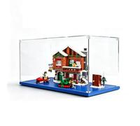 3mm Vitrina acrílica Transparente, Vitrina Expositora para Lego, Caja de Acrílico para el Hogar para Objetos de Colección，Caja de Acrílico con Base Azul para el Hogar (40x20x30CM)