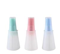 3Pcs Botella de Cepillo de Aceite, Botella de Aceite con Brocha de Silicona, Botella Dispensadora de Condimento, Pincel de Repostería