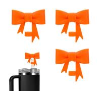 3uds Tapas de Pajita con Forma de Lazo, Compatibles con Vasos Stanley de 30 y 40oz de Silicona a Prueba de Polvo Cubierta de Pajitas para Vasos de 10mm Accesorios para Pajitas(Naranja)