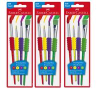 3x 4er Juego Faber - Castell Soft Táctil Pieza Agarre Pinselset Tallas 2 ,6 ,10