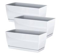 3x jardinera de plastico coubi case p en color blanco 24 (largo) x 12 (ancho) x 11 (altura) cm
