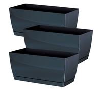 3x jardinera de plastico coubi case p en color grafito 29 (largo) x 14,2 (ancho) x 13,6 (altura) cm