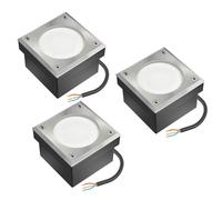 3x LED adoquín suelo empotrable NEOLUM para exterior IP67 angular 10 x10cm