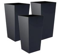 3x Maceta alta WELLHOME Urbi 2 litros, de plastico, 12,6 x 12,6 x 20 cm en color Antracita