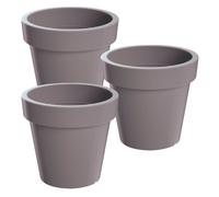 3x maceta de plastico lofly en color gris 24,5 (largo) x 24,5 (ancho) x 22,5 (alto) cm
