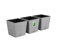 3x Maceta Macetero FURU Cuadrado Balcón Macetero Gris 19 L