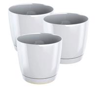3x maceta redonda de plastico coubi round p en color blanco 18 (largo) x 18 (ancho) x 16,5 (altura) cm