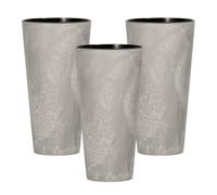 3x prosperplast tubus slim effect de plástico con depósito en color cemento, 28,6 (alto) x 15 (ancho) x 15 (profundo) cms
