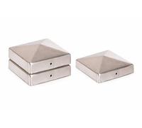 3x Tapa para Poste de Acero Inoxidable Piramidal 71x71 mm - Antioxidante - Para Postes de Madera 70x70 mm - Cubierta con Orificios para Tornillos - Protección Exterior