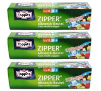 3x Toppits Zipper Bolsas Multiusos 1L Con Cierre 12 Piezas Bolsas Para Congelar
