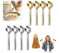 4/6 Pcs Stainless Steel Soup Spoon Set, Thickened 18/10 Heavy Duty Soup Spoons, Heavy Duty Round Soups Spoons with Long Handle, Round Head Design, for Bouillon Broth, Stews Sauces (Mix,8pcs)