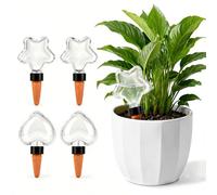 4 bolas de riego, dispensador de agua para plantas, riego de plantas de interior, 350 ml, filtración automática de agua, arcilla, estrella, forma de corazón, se utiliza para plantas en macetas