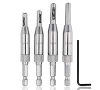 4 brocas de bisagra autocentradas, juego de brocas de centrado HSS, hardware de bisagra autocentrado, carpintería, brocas ajustables para puertas con llave Allen