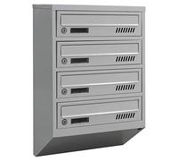 4 buzones de Correo para condominios GDS 20cm Profundidad RAL 7035 Gris | buzones para interior, formato A4, acero galvanizado, con 2 llaves, fijación mural, diseño modular.