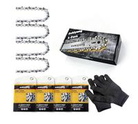 4 cadenas de sierra para espada de 35 cm LP 1,1 mm 52 TG, incluye guantes de protección y bolsa de almacenamiento, compatible con Makita DUC353, Einhell GP-LC 36/35 Li, Bosch AKE35 S, etc