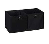 Relaxdays Set de 4 cestas plegables de tela negras negro