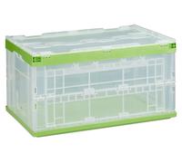 Relaxdays 4 cajas de transporte con tapa verde,transparente