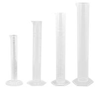 4 cilindros graduados de plástico, capacidad de 10 a 250 ml, accesorios de laboratorio
