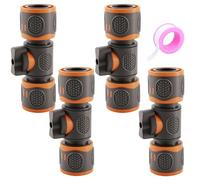 4 conectores de manguera de jardín de 1/2 y 3/4 pulgadas con llave de paso, compatible con acoplamiento Gardena, conector rápido para manguera de jardín, conector de manguera para regulación, bloqueo