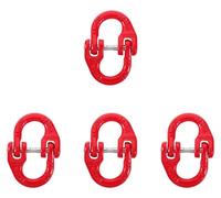 4 conectores para cadenas, tamaño 5/8, eslabón de seguridad, acero, color rojo