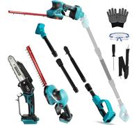4-en-1 Mini Motosierra y Cortasetos a Batería Compatible con Makita 18V | Motosierra Electrica con Pértiga Telescópica, sierra Electrica Alcance Máximo de hasta 4,5 m
