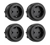4 enchufes Schuko alemán 16 A negro para sistema binario eléctrico | Bisel exterior ON/OFF, frontal fijo, indicador LED blanco, bloqueo con botón de desbloqueo, para rieles GONEO, patentado