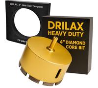 4 Inch Masonry Hole Saw, Diamond Hole Saw, Heavy Duty Dry Core Hole Saw for Concrete Hole Saw Bit Brick, Cinder Block, Core Drill Guide Included Extra Long Depth of Cut