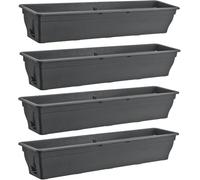 4 jardineras para balcón de 100 cm, con almacenamiento de agua, antracita, 25 L, resistentes a la intemperie, con inserto, jardineras largas para balcón y jardín, resistentes a la intemperie