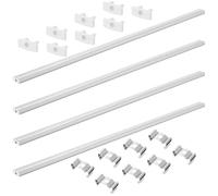 4 Juegos Canal LED de Aluminio, Cubierta Lechosa | Disipación Térmica Mejorada, Montaje Superficial o Empotrado, para Tiras Led, Plata, Uso en Muebles
