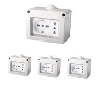 4 Kit de caja eléctrica IP55 con puerta, 3 módulos toma Schuko P40 + toma bipaso 10/16 A, kit caja eléctrica lista, montaje de pared exterior