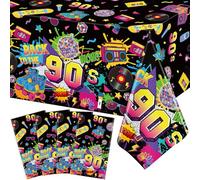4 manteles de los 90 para Fiestas «Back to The 90's», 130 x 218 cm. Manteles de Hip Hop de los 90. Decoración para Fiestas temáticas de los 90. Artículos para Fiestas de cumpleaños.