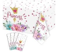 4 Manteles de Princesa - Mantel de Castillo Rosa para Fiesta Decoraciones de Castillo Rectangulares para Fiesta de Cumpleaños de Princesas, 130 x 220cm