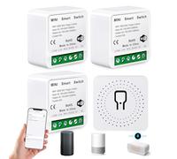 4 módulos de interruptor de luz inteligente, wifi mini interruptor DIY para encaja detrás del interruptor de pared, interruptor inteligente de 2 vías, compatible con Alexa Echo y Google Home, Smart
